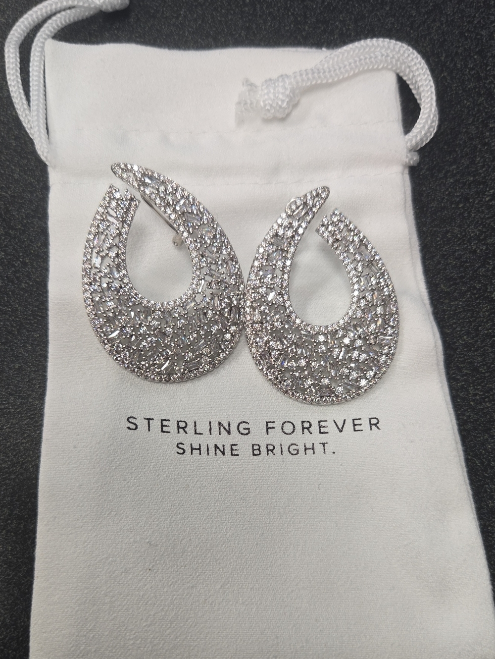 Sterling Forever Silver Pave Teardrop Earrings- Macy's NWOT ✨️